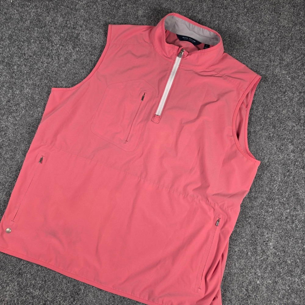 Peter Millar Flex Adapt Vest Mens XL Pink Crown Crafted 1/2 Zip MS23XZ02 FLAWS